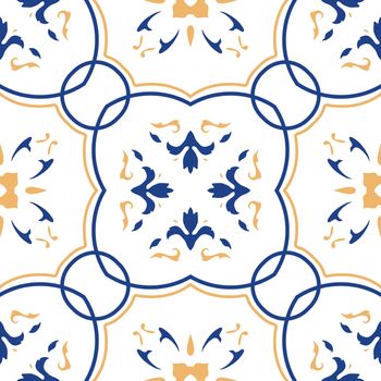 Seamless pattern with floral motifs on gradient background.