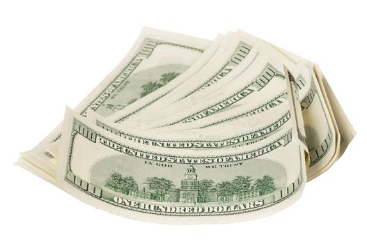 Heap of dollars isolated on a white background