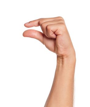 Man hand sign isolated on white background