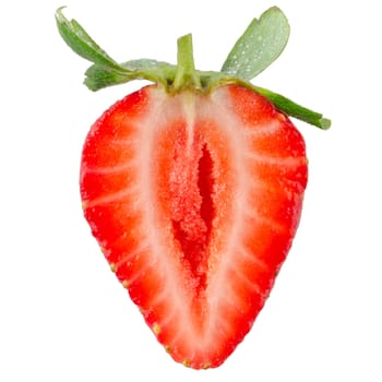 Half of strawberry isolated on white background.