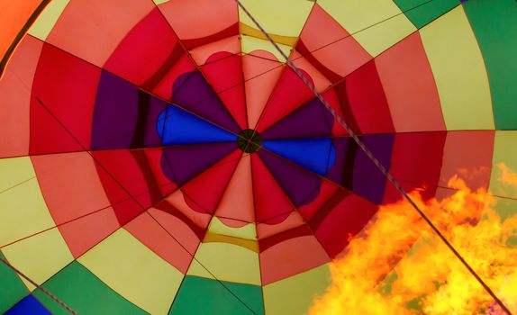 Inflating Hot Air Baloon in Vivid Color.
