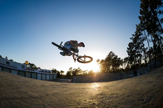 Bmx Table Top on a skatepark.