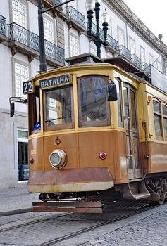 Old tram in the city of Porto, Portugal