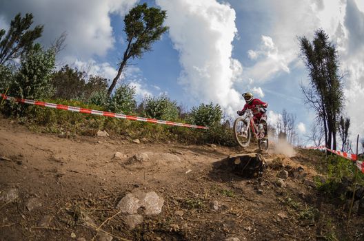 PENELA, PORTUGAL - SEPTEMBER 9: Paulo Domingues during the 6th Stage of the Taca de Portugal Downhill Vodafone on september 9, 2012 in Penela, Portugal.