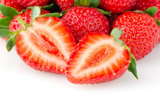 Appetizing strawberries on a white background.