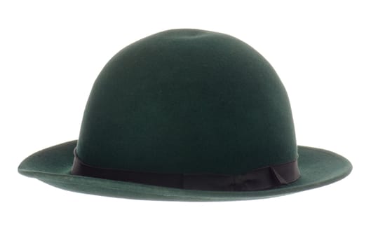 Green vintage hat isolated on white background.