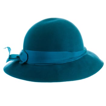 Blue vintage hat isolated on white background.