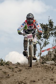 PENELA, PORTUGAL - SEPTEMBER 9: Ana Guedes during the 6th Stage of the Taca de Portugal Downhill Vodafone on september 9, 2012 in Penela, Portugal.