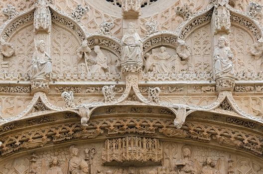 Sculpture in stone of Saint Paul church. (Built 1445-1616) Valladolid, Spain.