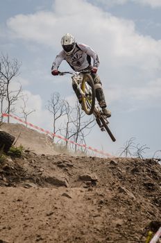 PENELA, PORTUGAL - SEPTEMBER 9: Luis Ferreira during the 6th Stage of the Taca de Portugal Downhill Vodafone on september 9, 2012 in Penela, Portugal.