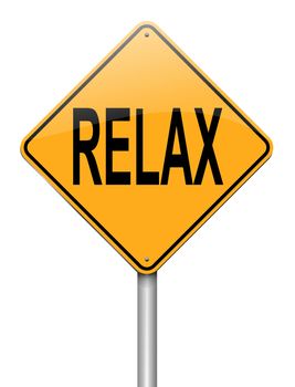 Illustration depicting a roadsign with a relax concept. White background.