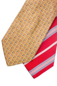 Closeup of two ties isolated on white background.