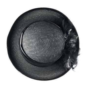 Black vintage hat isolated on white background.