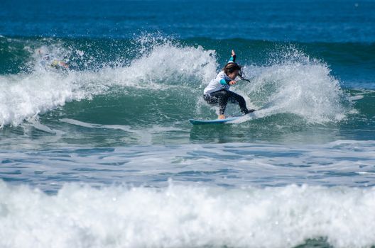 FIGUEIRA DA FOZ, PORTUGAL - SEPTEMBER 30: Unidentified surfer at the 4th stage of MEO Figueira Pro on september 30, 2012 in Figueira da Foz, Portugal.