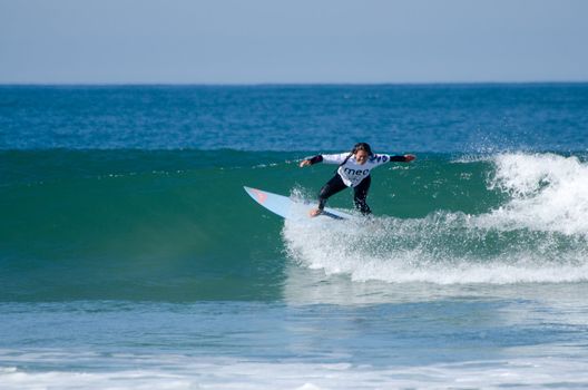 FIGUEIRA DA FOZ, PORTUGAL - SEPTEMBER 30: Unidentified surfer at the 4th stage of MEO Figueira Pro on september 30, 2012 in Figueira da Foz, Portugal.