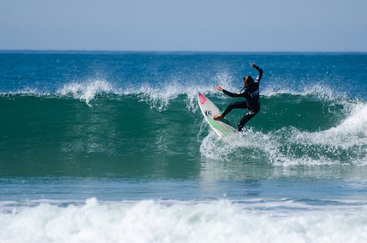 FIGUEIRA DA FOZ, PORTUGAL - SEPTEMBER 30: Unidentified surfer at the 4th stage of MEO Figueira Pro on september 30, 2012 in Figueira da Foz, Portugal.