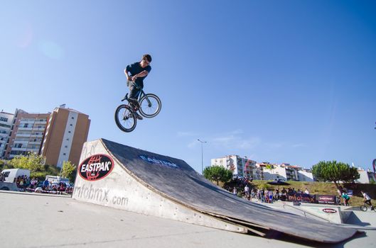 LEIRIA, PORTUGAL - SEPTEMBER 30: Ruben Jose during the 2nd Stage of BMX Series 2012 on september 30, 2012 in Leiria, Portugal.