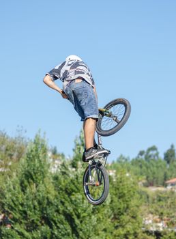 LEIRIA, PORTUGAL - SEPTEMBER 30: Afonso Pires during the 2nd Stage of BMX Series 2012 on september 30, 2012 in Leiria, Portugal.