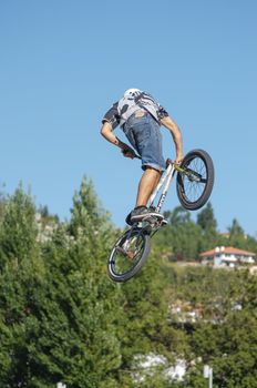 LEIRIA, PORTUGAL - SEPTEMBER 30: Afonso Pires during the 2nd Stage of BMX Series 2012 on september 30, 2012 in Leiria, Portugal.