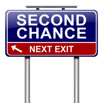 Illustration depicting a roadsign with a second chance concept. White background.