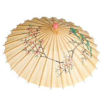 Oriental umbrella isolated on white background.