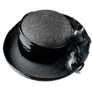 Black vintage hat isolated on white background.