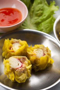 Dim sum, Chinese steamed pork and shrimp dumplings