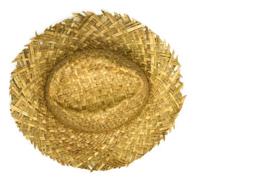 Top view of straw hat isolated on a white background