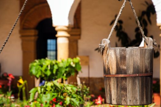 A bucket from a well in a monastery courtyard