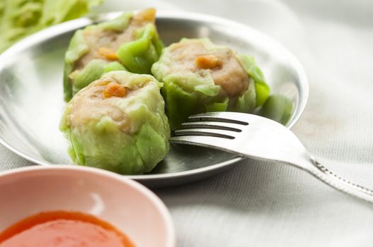 Dim sum, Chinese steamed pork and shrimp dumplings