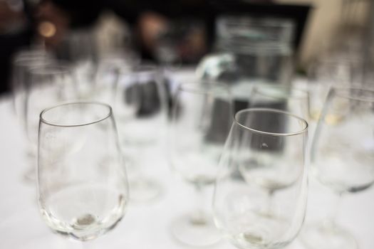 Wine glasses at a wine tasting, Franschhoek, South Africa