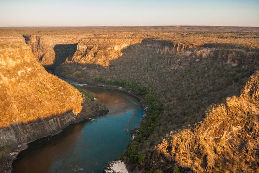 Zambezi river gorge from the air, Zambia/Zimbabwe