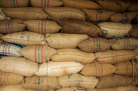 A warehouse of bags full of delicious, delicious coffee