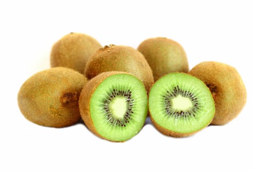 Group of kiwi fruit isolated on a white background 