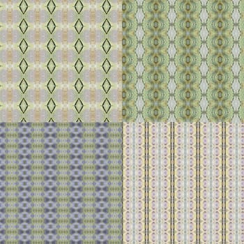 set Vintage shabby background with classy patterns. Seamless vintage delicate colored wallpaper. Geometric or floral pattern on paper texture in grunge style.