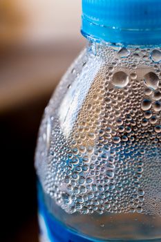 Drop of water on drinking water bottle