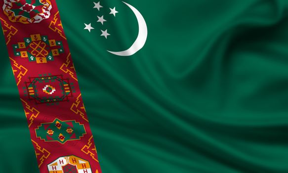 waving flag of turkmenistan