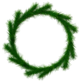 decorative green fir-tree branches for Christmas frame as a symbol of christmas