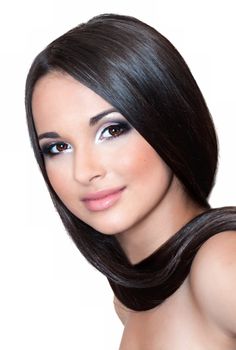 a close up portrait of a brunette beautiful girl 