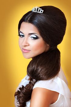 a close up portrait of a brunette beautiful girl 