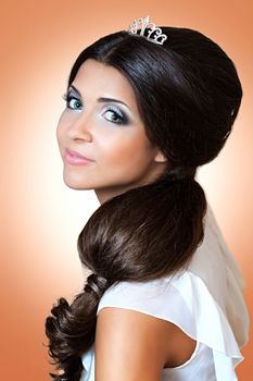 a close up portrait of a brunette beautiful girl 