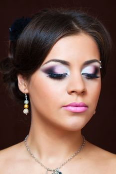 a close up portrait of a brunette beautiful girl 