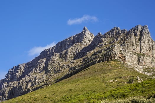 A rocky and steep mountain in Cape Town, South Africa