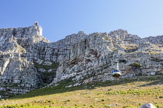 Gondola going up to Table Mountain in Cape Town, South Africa