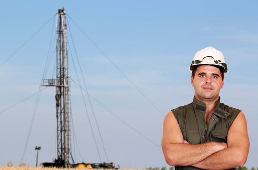 oil worker and oil rig