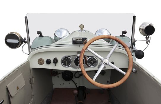 Old car cockpit.