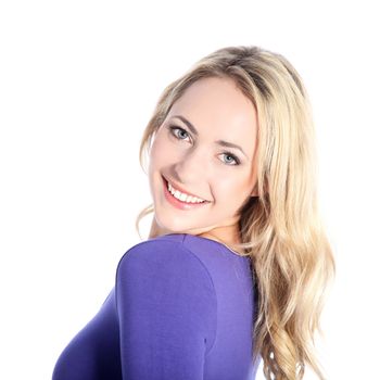 Portrait of beautiful friendly smiling young blonde woman in studio Portrait of beautiful friendly smiling young blonde woman in studio