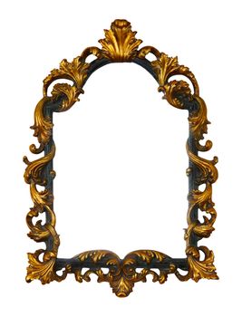 Vintage wooden picture frame isolated on white background