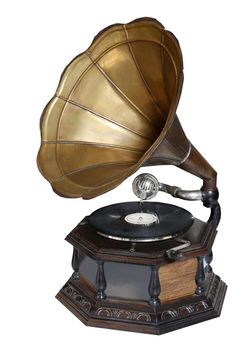 retro old gramophone with horn