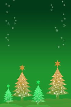 Colorful Christmas tree with snow background